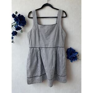 Land's End evening sky stripe blue and white seersucker cotton sundress size 18